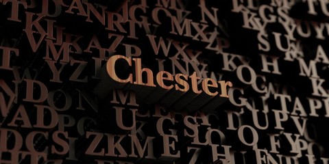 Chester - Wooden 3D rendered letters/message.  Can be used for an online banner ad or a print postcard.