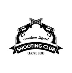 Revolver. Guns. Shooting Club Label. Western Illustration