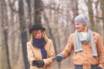 Cute couple hanging out in the park.