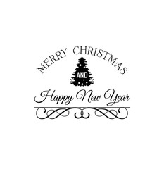 Christmas Tree. Merry Christmas and Happy New Year Label. Template for Greeting cards.