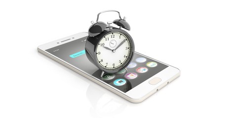 Alarm clock on a smart phone. 3d illustration