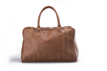 Brown Leather Woman Bag On White
