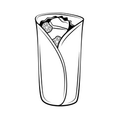 Burrito. Mexico Food. Traditional Mexican Cuisine. An Isolated Object.