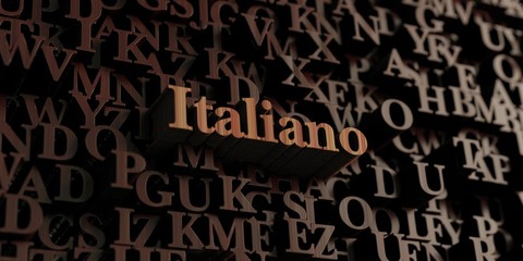 Italiano - Wooden 3D rendered letters/message.  Can be used for an online banner ad or a print postcard.