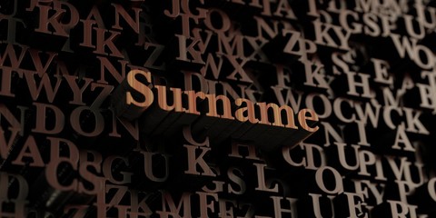 Surname - Wooden 3D rendered letters/message.  Can be used for an online banner ad or a print postcard.