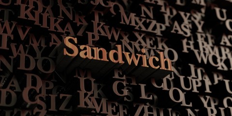 Sandwich - Wooden 3D rendered letters/message.  Can be used for an online banner ad or a print postcard.