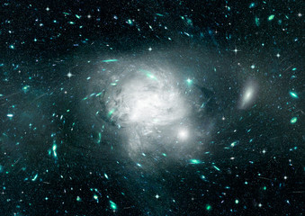 Stars, dust and gas nebula in a far galaxy