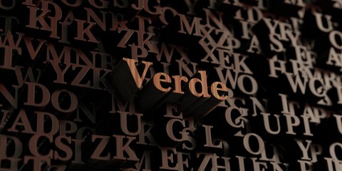 Verde - Wooden 3D rendered letters/message.  Can be used for an online banner ad or a print postcard.