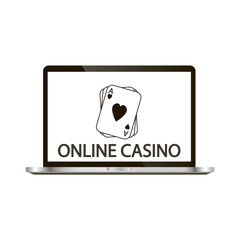 Realistic notebook no screen casino online vector illustration