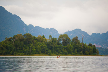 Mountain and Clouds in Ratchaprapha Dam or Khao sok national park, Thailand