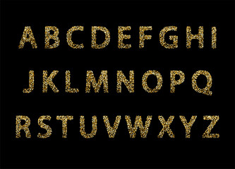 Vector golden glitter english alphabet