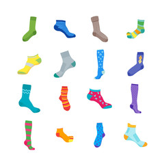 Colorful Fun Socks Set. Vector