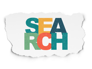 Web development concept: Search on Torn Paper background