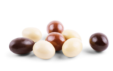 closeup of some different ball-shaped chocolates made with black