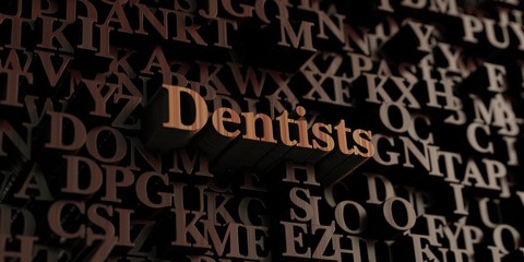 Dentists - Wooden 3D rendered letters/message.  Can be used for an online banner ad or a print postcard.