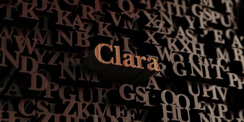 Clara - Wooden 3D rendered letters/message.  Can be used for an online banner ad or a print postcard.