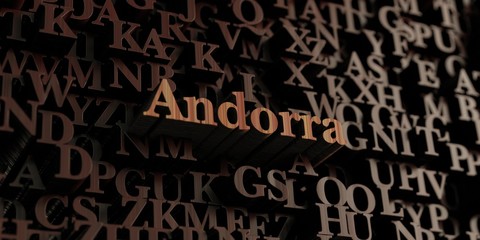 Andorra - Wooden 3D rendered letters/message.  Can be used for an online banner ad or a print postcard.