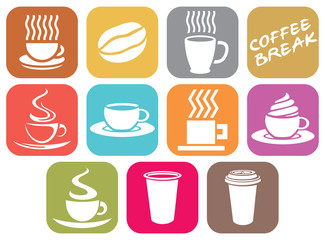 vector set of coffee design flat icons