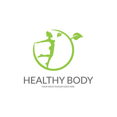 Healthy body logo.  Design concept for sport, spa, yoga etc. Easy to edit, change size, colour and text. 