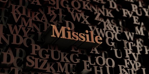 Missile - Wooden 3D rendered letters/message.  Can be used for an online banner ad or a print postcard.