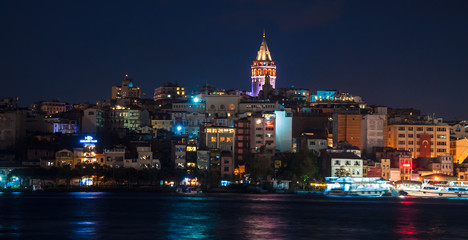 Istanbul, Turkey – October  12, 2016: View of city with Galata Tower in Istanbul