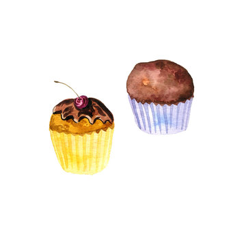 watercolor drawing cupcakes