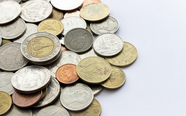 stack of Thai coins (Baht). over light [blur and select focus background]