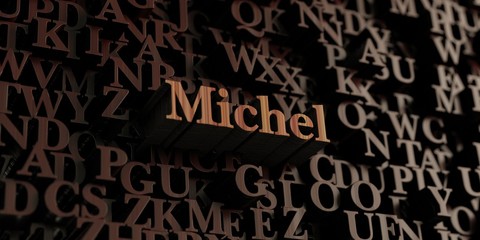 Michel - Wooden 3D rendered letters/message.  Can be used for an online banner ad or a print postcard.