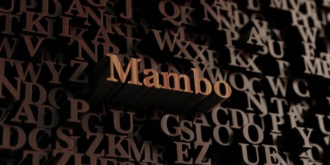 Mambo - Wooden 3D rendered letters/message.  Can be used for an online banner ad or a print postcard.