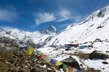 Annapurna region, Machapuchare summit from Annapurna Base Camp