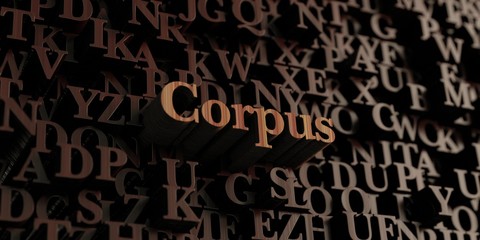 Corpus - Wooden 3D rendered letters/message.  Can be used for an online banner ad or a print postcard.