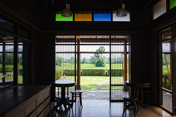 Sitting room tearoom . Sitting room tearoom overlooking the mountains.