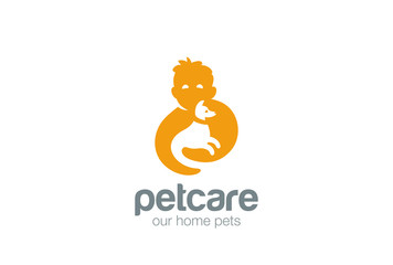 Home pets care love Logo design vector Negative space dog