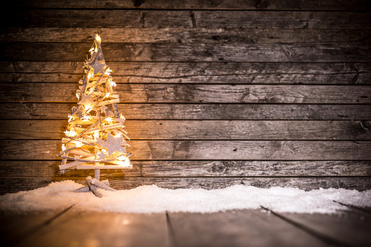 Christmas decoration on wooden background