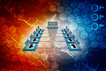 Naklejka premium Computer Network,3d rendering