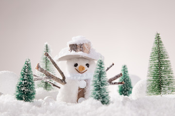 Christmas background with snowman
