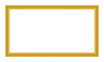 Gold picture frame Isolated on white background, Clipping path