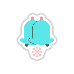 Vector illustration in paper sticker style Christmas decoration rings and snowflake