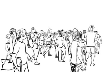 crowd walking illustration