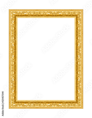 "Gold picture frame Isolated on white background, Clipping path" Stock