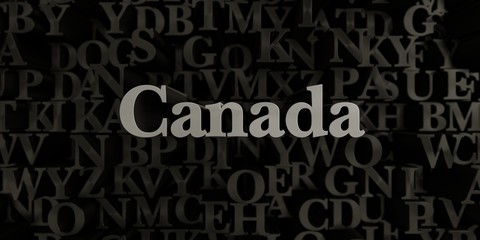 Canada - Stock image of 3D rendered metallic typeset headline illustration.  Can be used for an online banner ad or a print postcard.