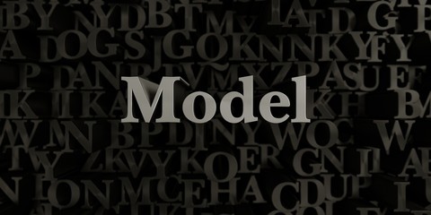 Model - Stock image of 3D rendered metallic typeset headline illustration.  Can be used for an online banner ad or a print postcard.