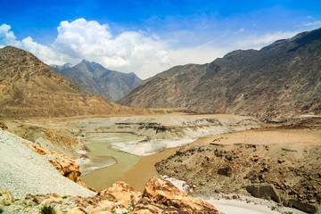 Confluence of Gilgit and Indus rivers, Gilgit-Baltistan, Pakistan