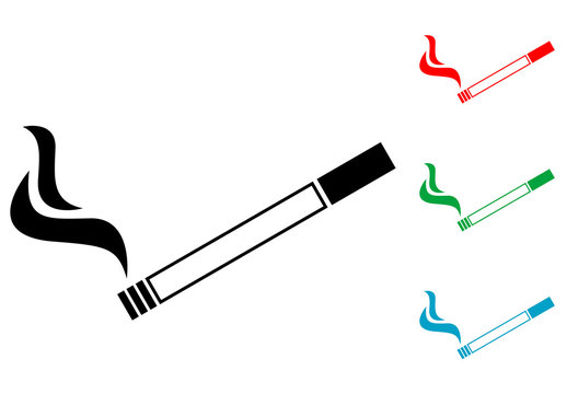 Icono plano cigarrillo con humo varios colores