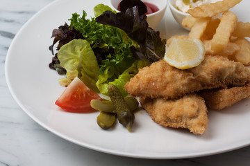 Fish & Chips With Mixed Salad