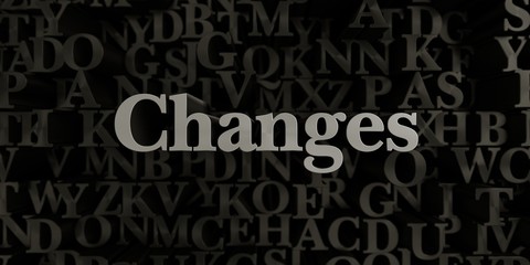 Changes - Stock image of 3D rendered metallic typeset headline illustration.  Can be used for an online banner ad or a print postcard.