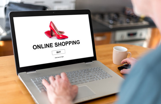 Online shopping concept on a laptop