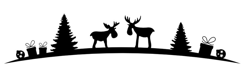 Winterlandschaft mit Hirschen