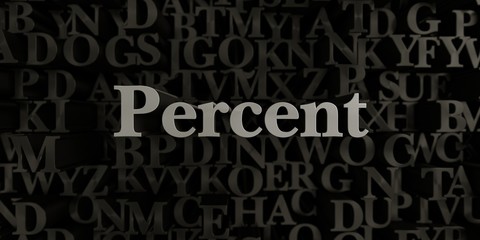 Percent - Stock image of 3D rendered metallic typeset headline illustration.  Can be used for an online banner ad or a print postcard.