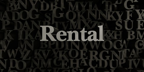 Rental - Stock image of 3D rendered metallic typeset headline illustration.  Can be used for an online banner ad or a print postcard.